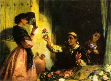 エドウィン・ロング Painting - スペインの花売りエドウィン・ロング